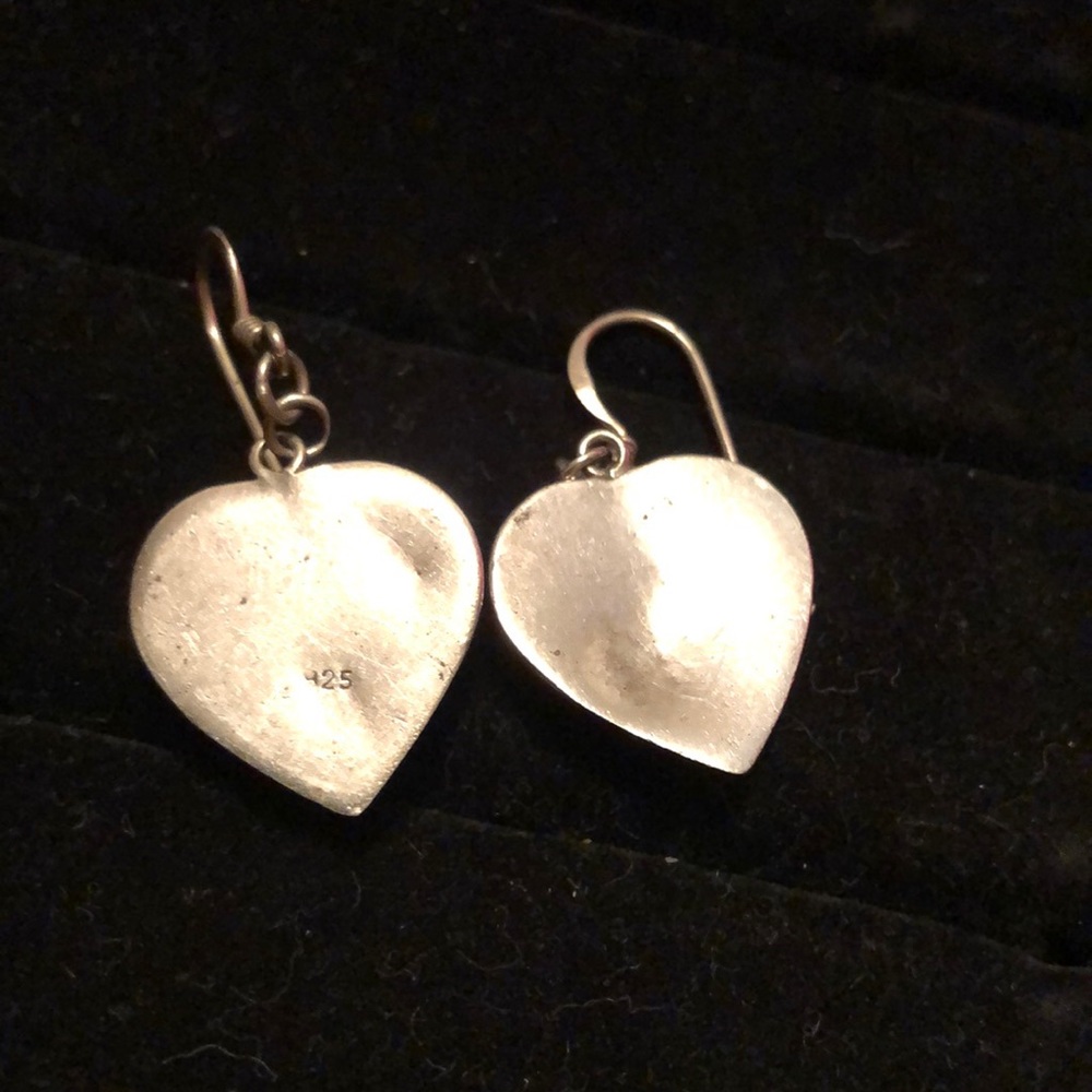 Sterling Silver Heart/Enamel Earrings - Picture 2 of 7